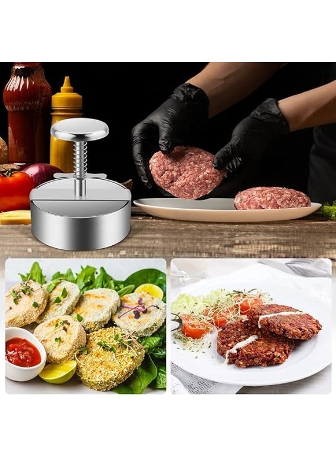 Stainless Steel Adjustable Hamburger Patty Maker, Burger press, Non Stick Patty making molds are suitable for beef, vegetables, burgers and Cooking,BPA free-Ideal for BBQ, silver - Image 3